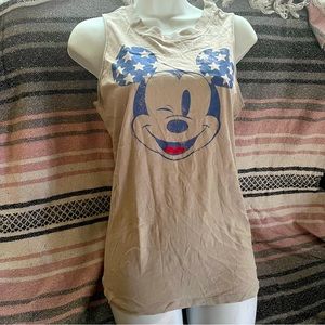 Disney Mickey Mouse Graphic Tank Top Patriotic Stars Women’s Size S